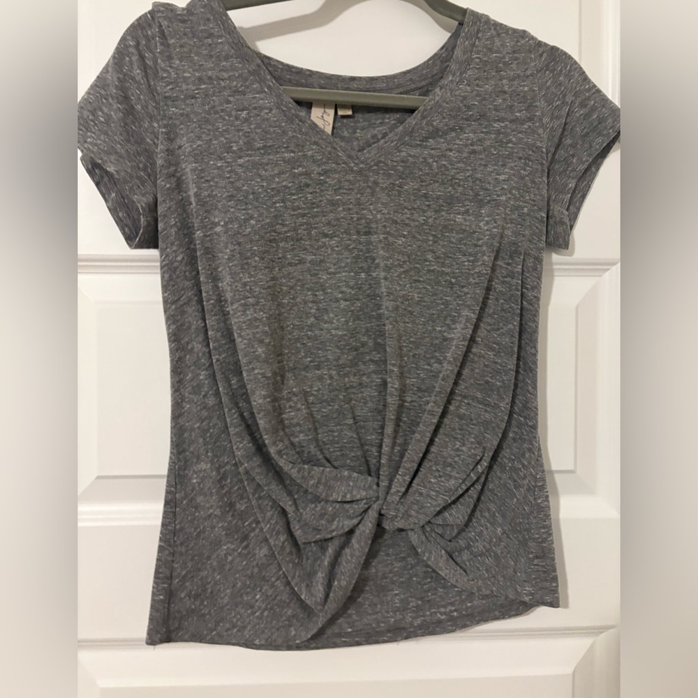 Allison Joy gray twist front tee